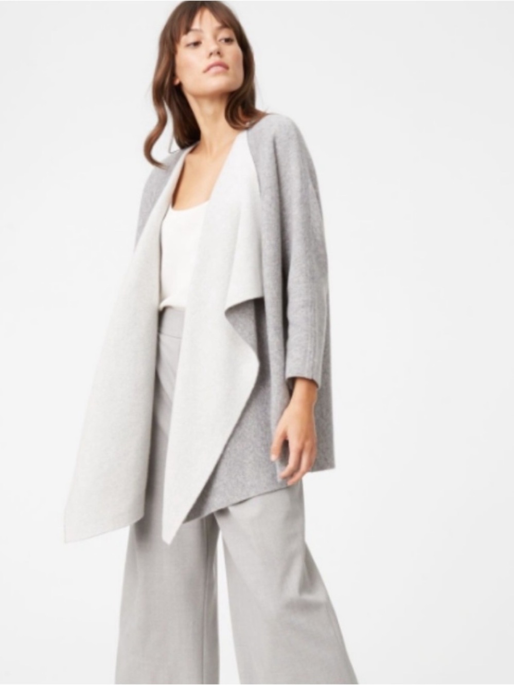 Club Monaco Light Gray Cashmere Women’s Open-Front Sweater Cardigan